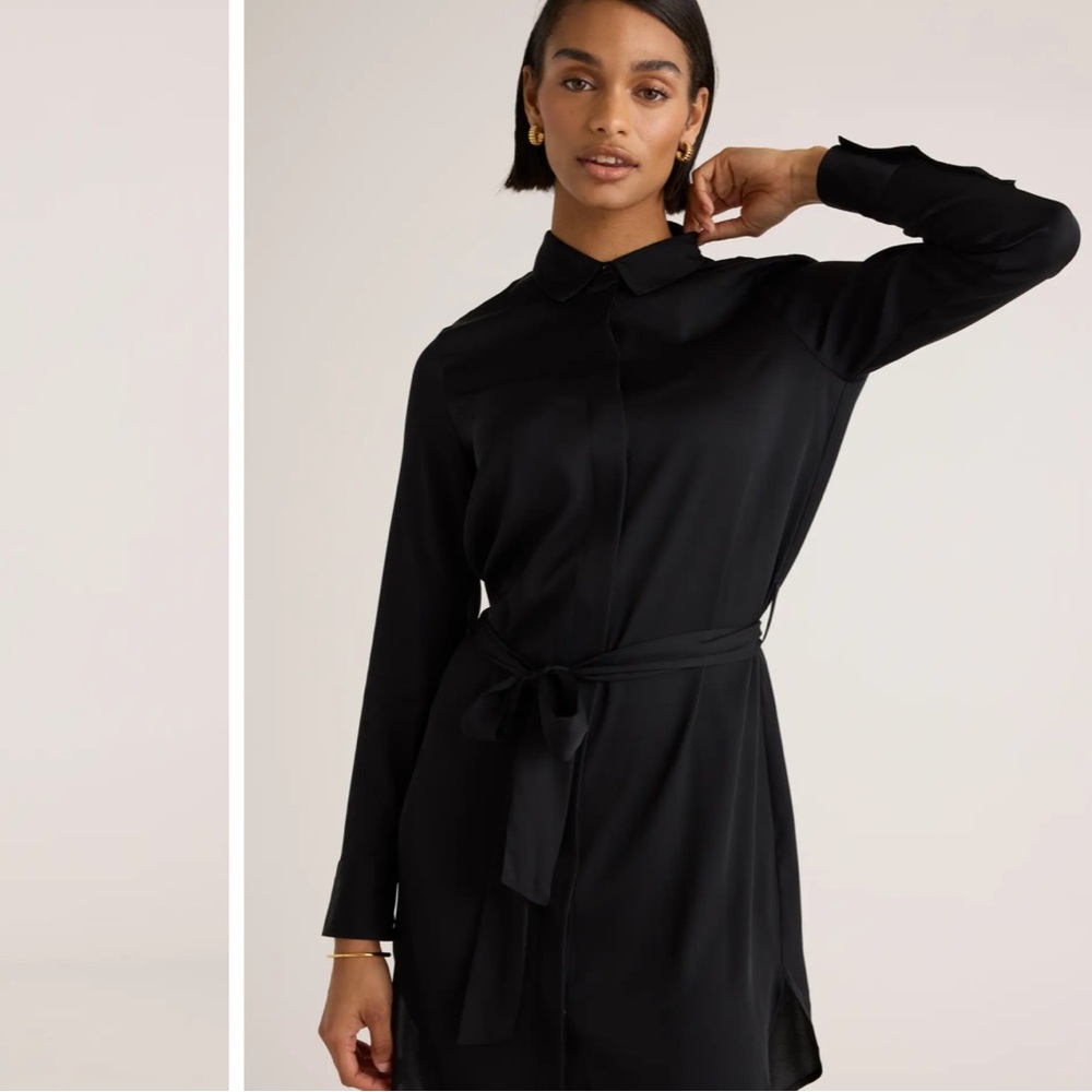 Quince Washable Stretch Silk Shirt Dress